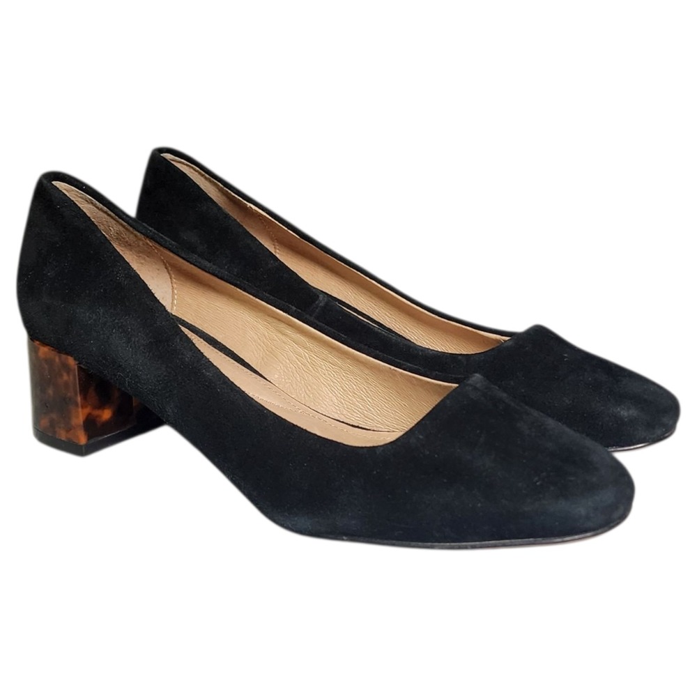 J. Jill Shoes Pumps Womens Size 6.5M Black Suede Slip On Leather Career Office